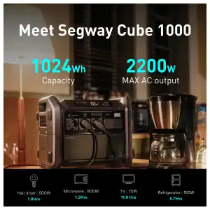 Estación de Energía Portátil Segway Cube 1000 1024Wh 2200W LiFePO₄ con UPS y App miniatura 6